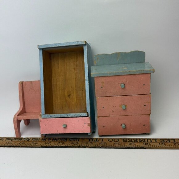 Antique Primitive Handcrafted Wood Dollhouse Furniture Miniature - Picture 8 of 9